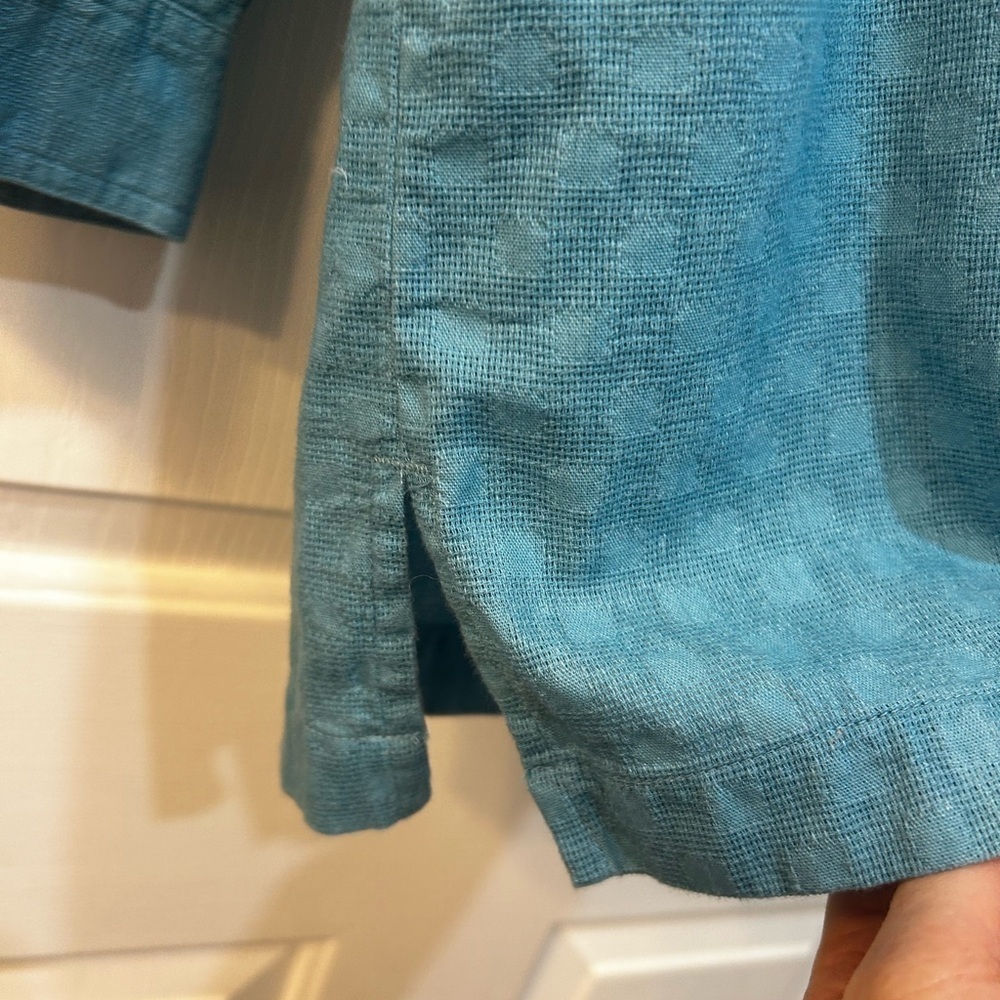 Vtg L.L.Bean Textured Waffle Pattern Button Down … - image 6